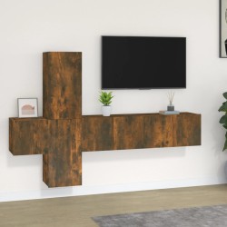 vidaXL Set de muebles de TV 5 pzas madera contrachapada roble ahumado