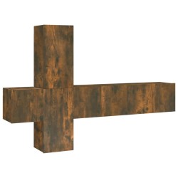 vidaXL Set de muebles de TV 5 pzas madera contrachapada roble ahumado