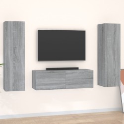 vidaXL Set de muebles para TV 3 pzas madera contrachapada gris Sonoma