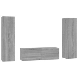 vidaXL Set de muebles para TV 3 pzas madera contrachapada gris Sonoma