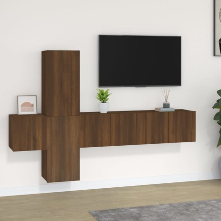 vidaXL Set de muebles para TV 5 pzas madera contrachapada roble marrón