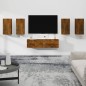 vidaXL Set de muebles de TV 6 pzas madera contrachapada roble ahumado
