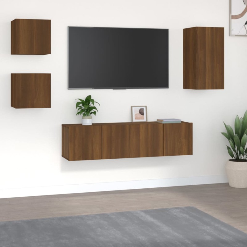 vidaXL Set de muebles para TV 5 pzas madera contrachapada roble marrón