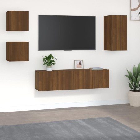 vidaXL Set de muebles para TV 5 pzas madera contrachapada roble marrón