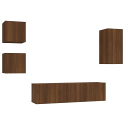 vidaXL Set de muebles para TV 5 pzas madera contrachapada roble marrón