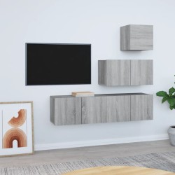 vidaXL Set de muebles para TV 4 pzas madera contrachapada gris Sonoma
