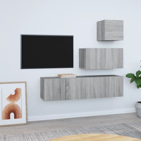 vidaXL Set de muebles para TV 4 pzas madera contrachapada gris Sonoma