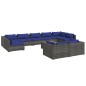 vidaXL Set de muebles de jardín 10 pzas y cojines ratán sintético gris vidaXL Set de muebles de jardín 10 pzas y cojines ratán sintético gris