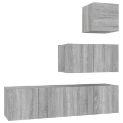 vidaXL Set de muebles para TV 4 pzas madera contrachapada gris Sonoma