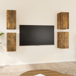 vidaXL Mueble TV 4 uds madera contrachapada roble ahumado 30,5x30x60cm