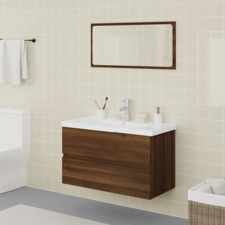 vidaXL Set de muebles de baño madera contrachapada marrón roble