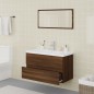 vidaXL Set de muebles de baño madera contrachapada marrón roble vidaXL Set de muebles de baño madera contrachapada marrón roble