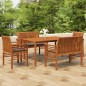 vidaXL Set comedor de jardín 5 pzas y cojines madera maciza de acacia vidaXL Set comedor de jardín 5 pzas y cojines madera maciza de acacia