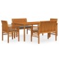 vidaXL Set comedor de jardín 5 pzas y cojines madera maciza de acacia vidaXL Set comedor de jardín 5 pzas y cojines madera maciza de acacia