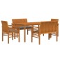 vidaXL Set comedor de jardín 5 pzas y cojines madera maciza de acacia vidaXL Set comedor de jardín 5 pzas y cojines madera maciza de acacia