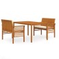 vidaXL Set comedor de jardín 3 pzas y cojines madera maciza de acacia