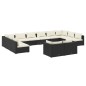 vidaXL Set de muebles de jardín 12 pzas cojines ratán sintético negro vidaXL Set de muebles de jardín 12 pzas cojines ratán sintético negro