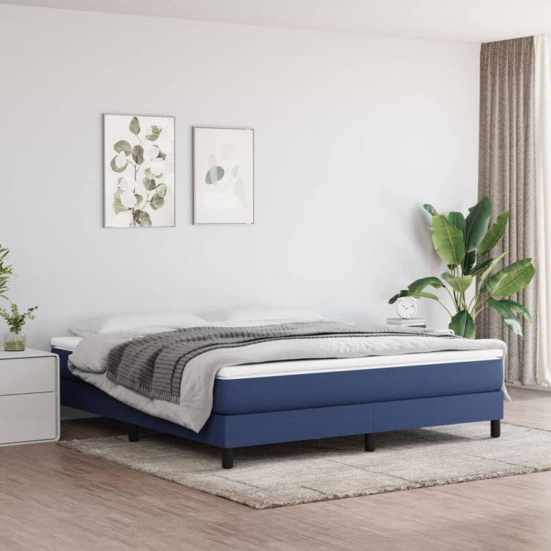 vidaXL Estructura de cama box spring tela azul 180x200 cm vidaXL Estructura de cama box spring tela azul 180x200 cm