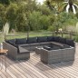 vidaXL Set de muebles de jardín 12 pzas y cojines ratán sintético gris