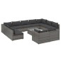 vidaXL Set de muebles de jardín 12 pzas y cojines ratán sintético gris