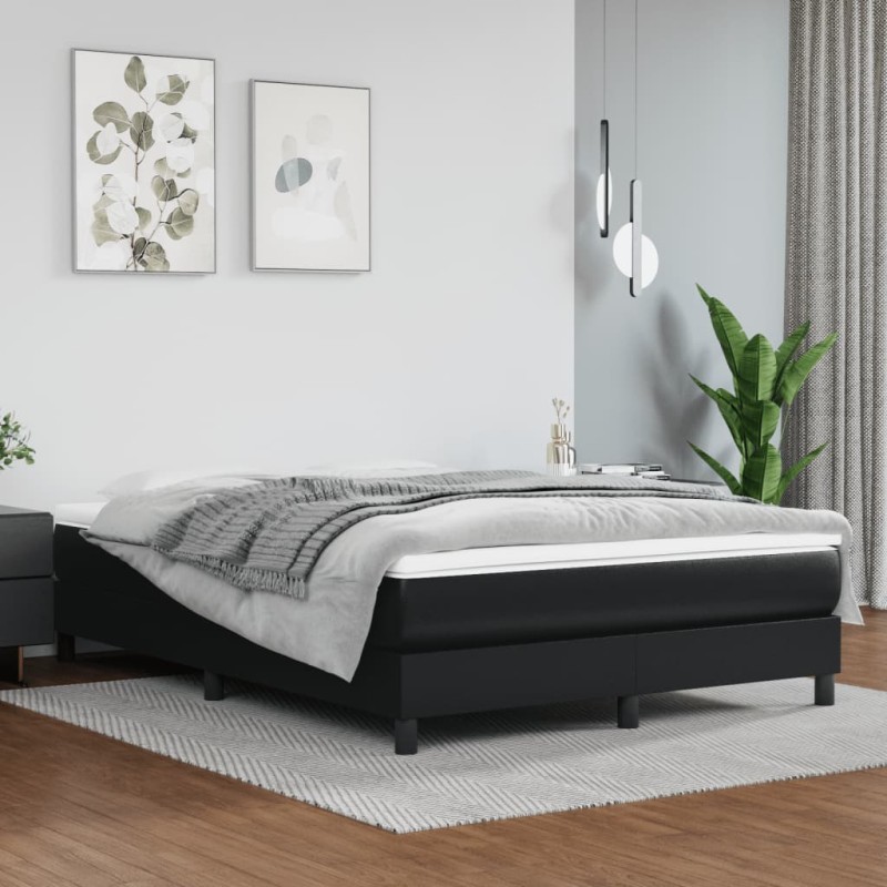 vidaXL Estructura de cama box spring cuero sintético negro 140x190 cm vidaXL Estructura de cama box spring cuero sintético negro 140x190 cm