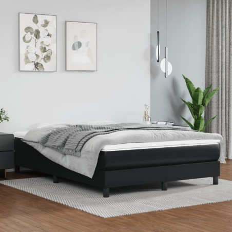 vidaXL Estructura de cama box spring cuero sintético negro 140x190 cm