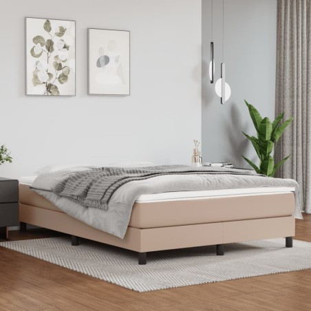 vidaXL Estructura cama box spring cuero sintético capuchino 140x200 cm
