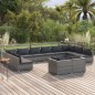vidaXL Set de muebles de jardín 12 pzas y cojines ratán sintético gris vidaXL Set de muebles de jardín 12 pzas y cojines ratán sintético gris