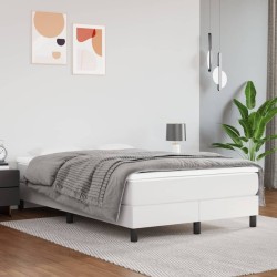 vidaXL Estructura de cama box spring cuero sintético blanco 120x200 cm