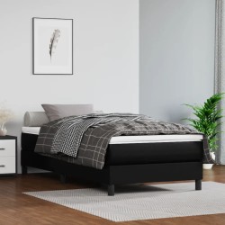 vidaXL Estructura de cama box spring cuero sintético negro 100x200 cm