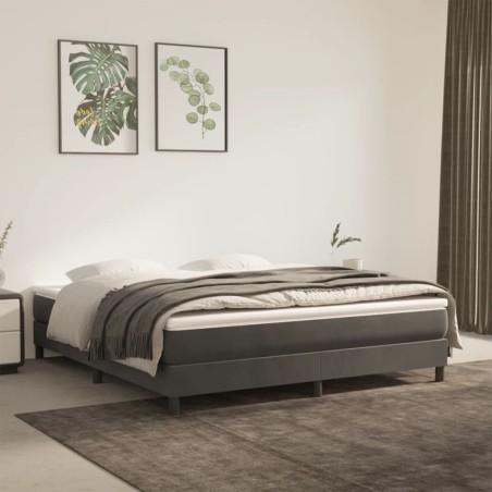 vidaXL Estructura de cama box spring terciopelo gris oscuro 160x200 cm