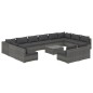 vidaXL Set muebles de jardín 13 piezas y cojines ratán sintético gris