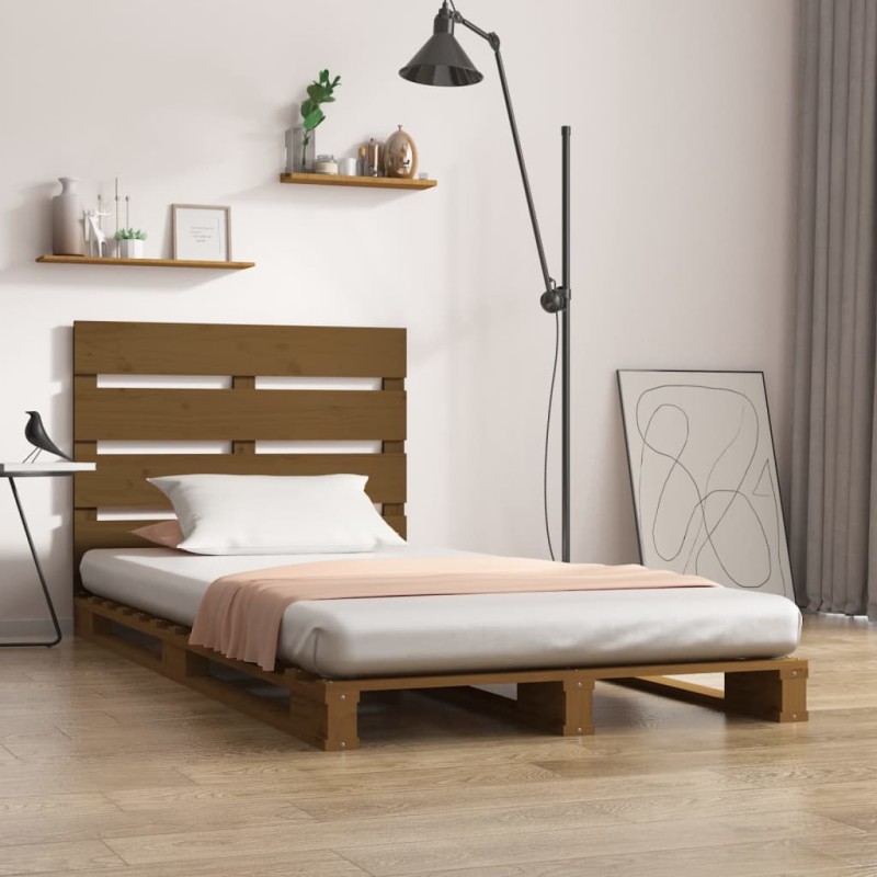 vidaXL Estructura de cama madera maciza pino marrón miel 100x200 cm vidaXL Estructura de cama madera maciza pino marrón miel 100x200 cm