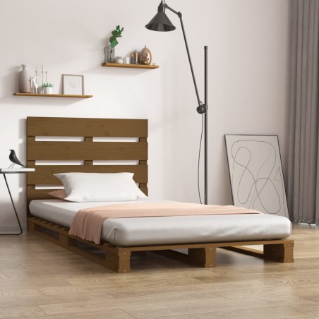 vidaXL Estructura de cama madera maciza pino marrón miel 100x200 cm