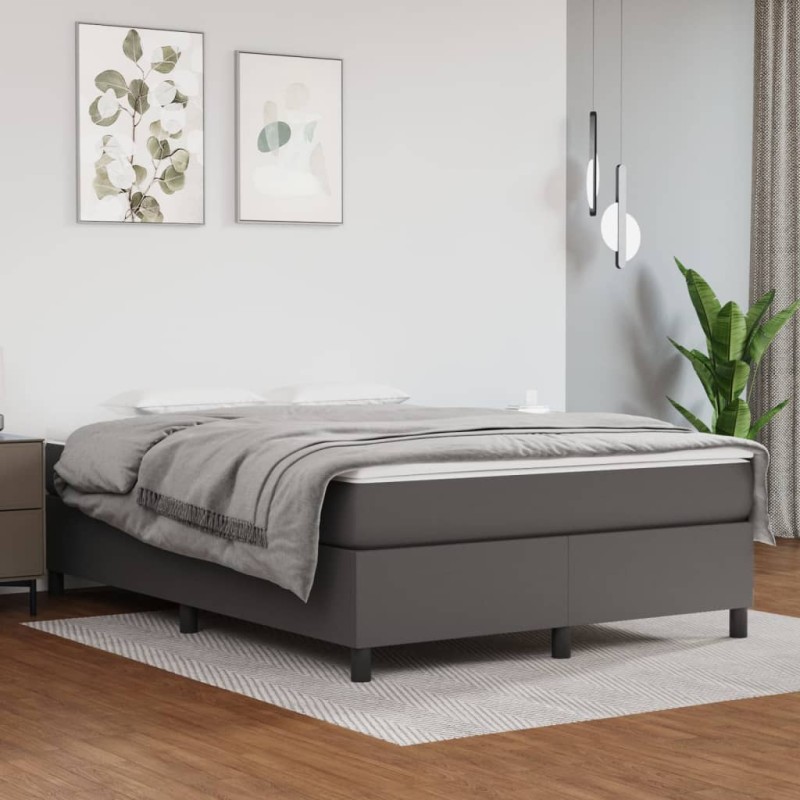 vidaXL Estructura de cama box spring cuero sintético gris 140x200 cm vidaXL Estructura de cama box spring cuero sintético gris 140x200 cm