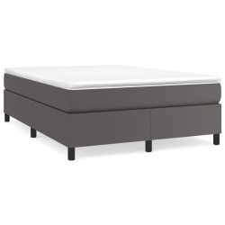 vidaXL Estructura de cama box spring cuero sintético gris 140x190 cm