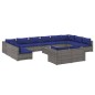 vidaXL Set de muebles de jardín 13 pzas y cojines ratán sintético gris vidaXL Set de muebles de jardín 13 pzas y cojines ratán sintético gris