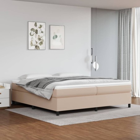 vidaXL Estructura cama box spring cuero sintético capuchino 200x200 cm