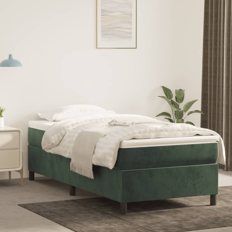 vidaXL Estructura de cama box spring terciopelo verde oscuro 90x190 cm vidaXL Estructura de cama box spring terciopelo verde oscuro 90x190 cm