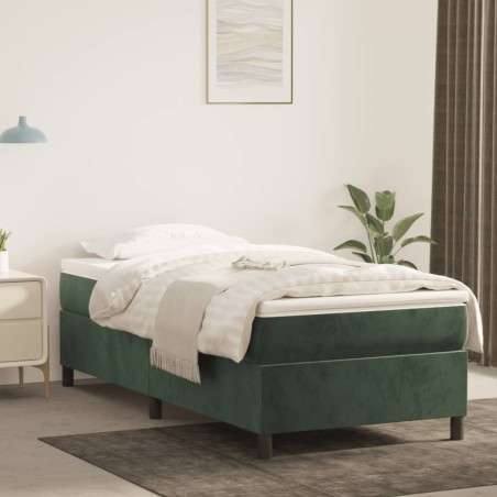 vidaXL Estructura de cama box spring terciopelo verde oscuro 90x190 cm