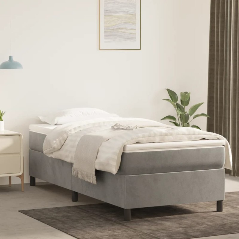 vidaXL Estructura de cama box spring terciopelo gris claro 100x200 cm vidaXL Estructura de cama box spring terciopelo gris claro 100x200 cm