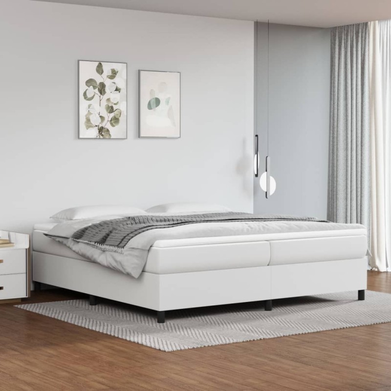 vidaXL Estructura de cama box spring cuero sintético blanco 200x200 cm vidaXL Estructura de cama box spring cuero sintético blanco 200x200 cm