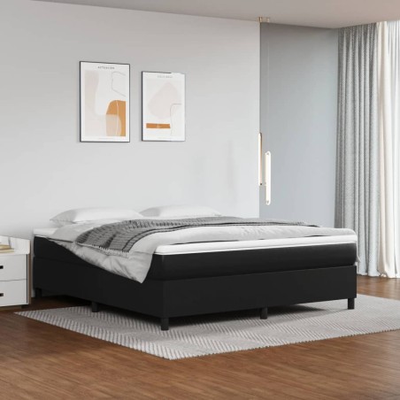 vidaXL Estructura de cama box spring cuero sintético negro 160x200 cm
