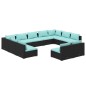 vidaXL Set de muebles de jardín 11 pzas cojines ratán sintético negro