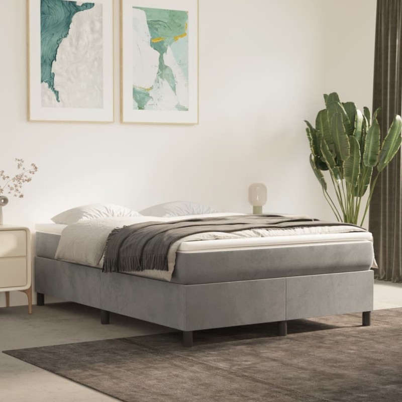 vidaXL Estructura de cama box spring terciopelo gris claro 140x190 cm vidaXL Estructura de cama box spring terciopelo gris claro 140x190 cm
