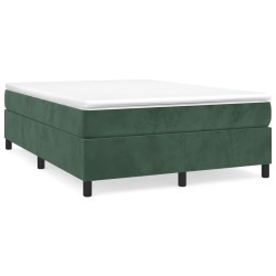 vidaXL Estructura de cama box spring terciopelo verde oscuro 140x200cm