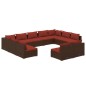 vidaXL Set de muebles de jardín 11 pzas cojines ratán sintético marrón vidaXL Set de muebles de jardín 11 pzas cojines ratán sintético marrón