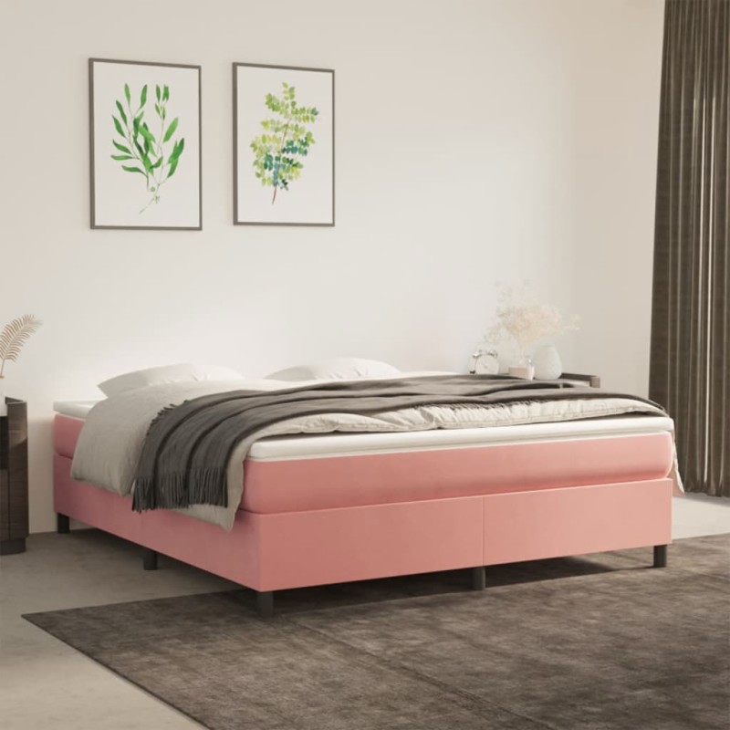 vidaXL Estructura de cama box spring terciopelo rosa 180x200 cm vidaXL Estructura de cama box spring terciopelo rosa 180x200 cm