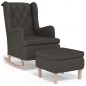 vidaXL Sillón con patas mecedoras y taburete de tela gris oscuro vidaXL Sillón con patas mecedoras y taburete de tela gris oscuro