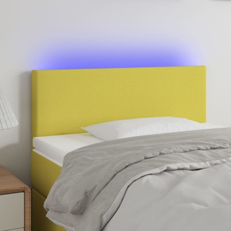 vidaXL Cabecero con LED de tela verde 100x5x78/88 cm